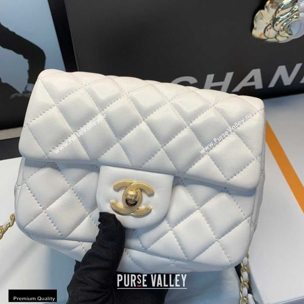 Chanel Lambskin Bag Romance Square Mini Flap Bag with ruffled Strap AS2203 White 2020 (jiyuan-20101620)