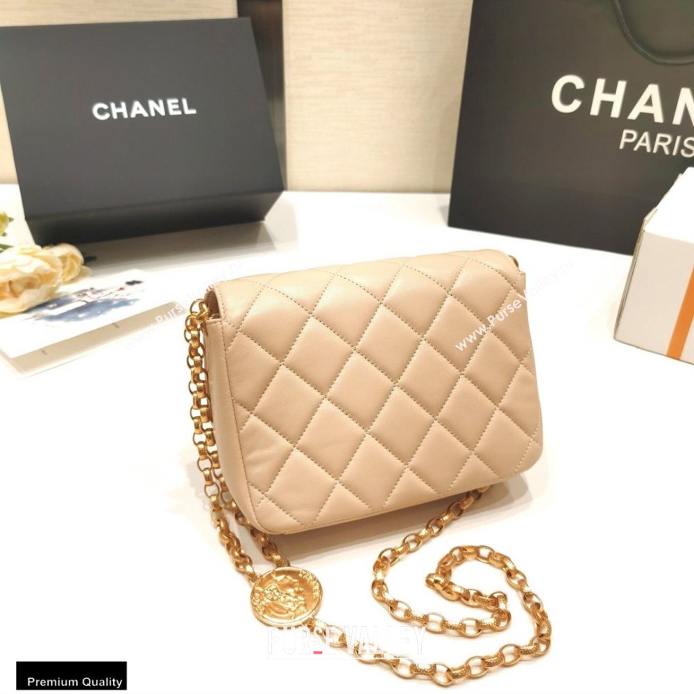 Chanel Lambskin CC Coin Flap Bag AS2222 Beige 2020 (jiyuan-20101622)