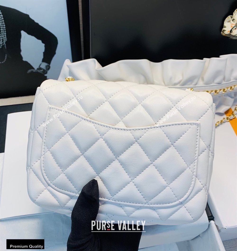 Chanel Lambskin Bag Romance Square Mini Flap Bag with ruffled Strap AS2203 White 2020 (jiyuan-20101620)