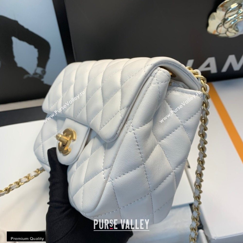 Chanel Lambskin Bag Romance Square Mini Flap Bag with ruffled Strap AS2203 White 2020 (jiyuan-20101620)