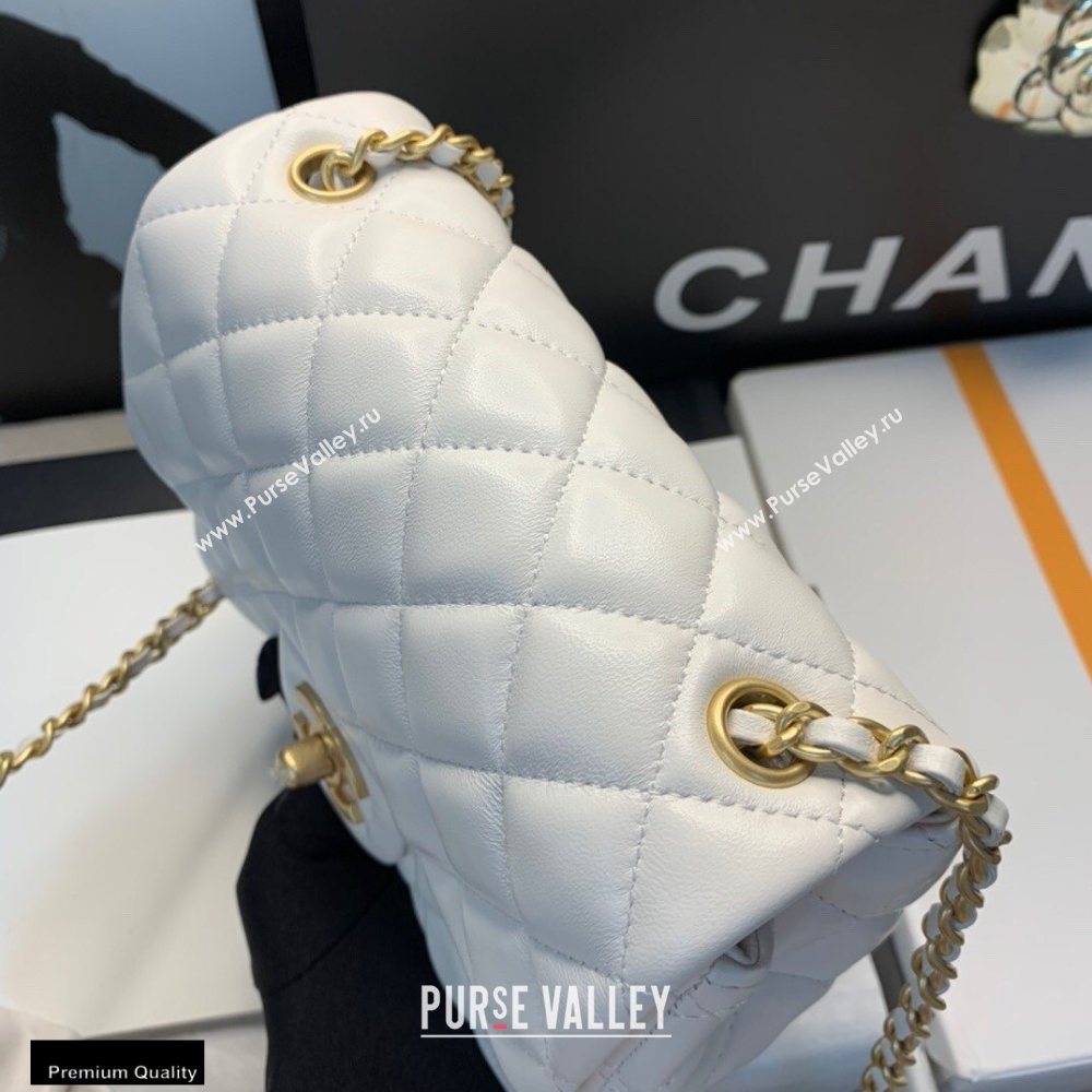 Chanel Lambskin Bag Romance Square Mini Flap Bag with ruffled Strap AS2203 White 2020 (jiyuan-20101620)