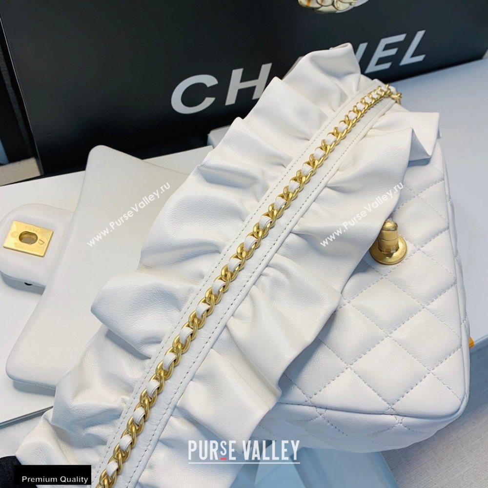 Chanel Lambskin Bag Romance Square Mini Flap Bag with ruffled Strap AS2203 White 2020 (jiyuan-20101620)