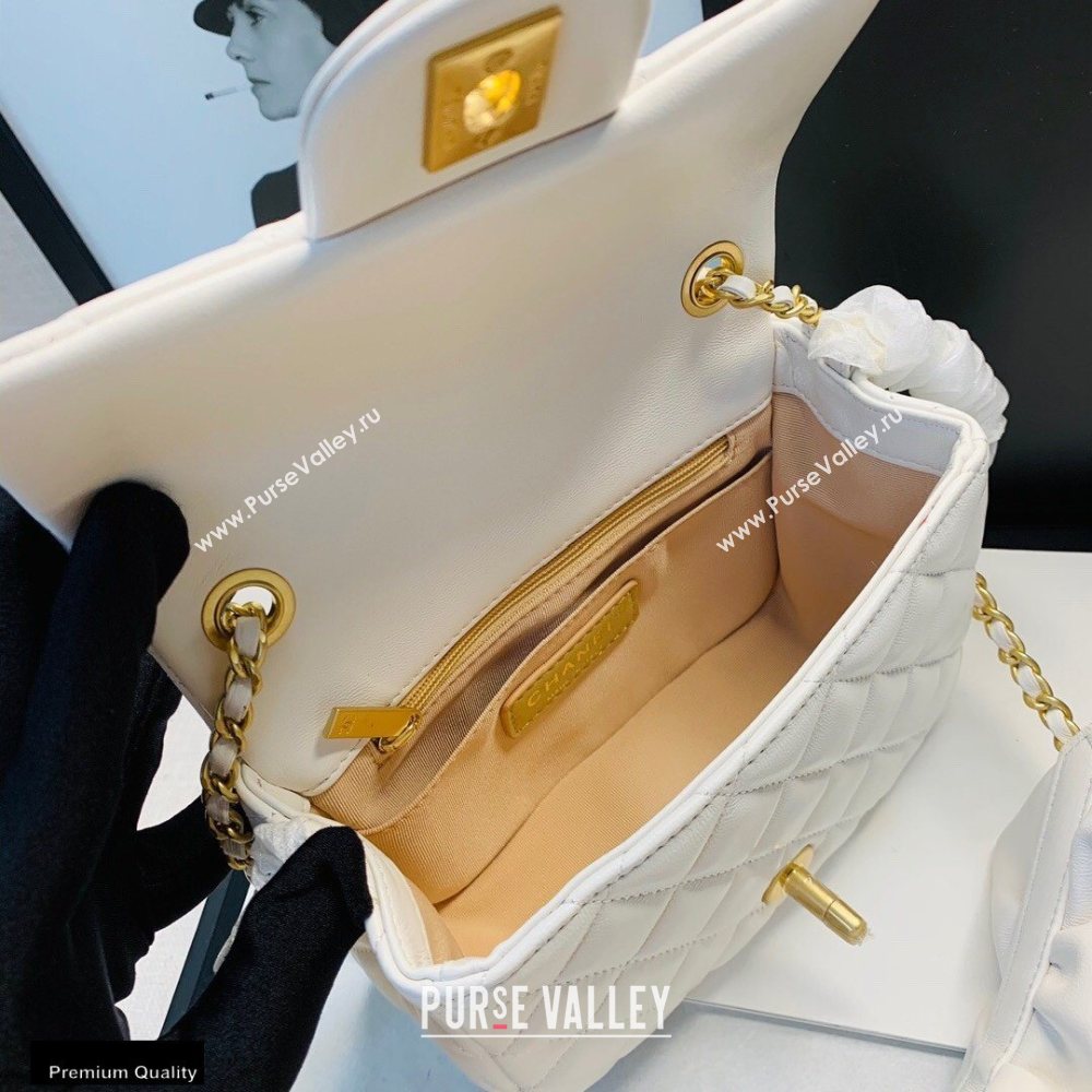 Chanel Lambskin Bag Romance Square Mini Flap Bag with ruffled Strap AS2203 White 2020 (jiyuan-20101620)