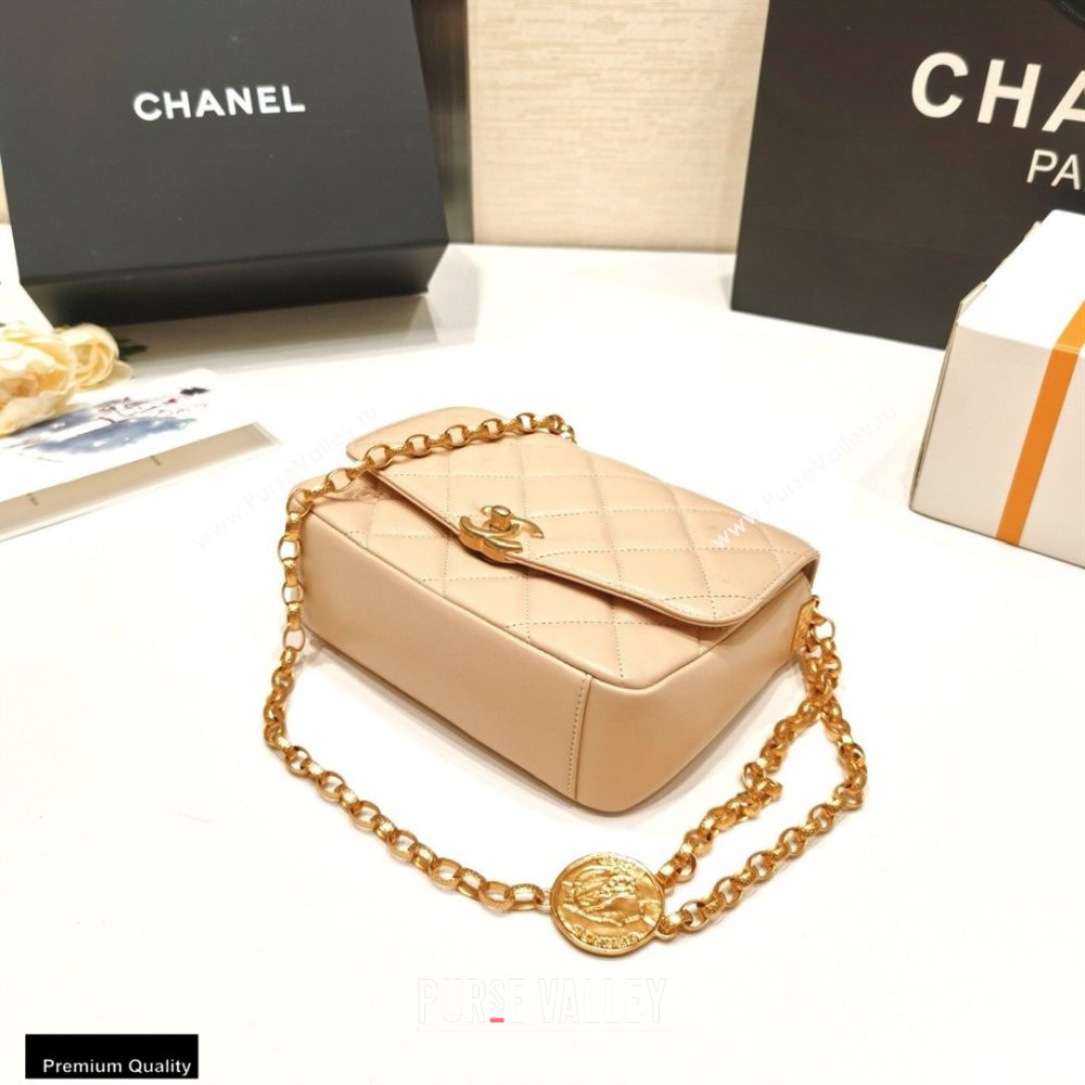 Chanel Lambskin CC Coin Flap Bag AS2222 Beige 2020 (jiyuan-20101622)