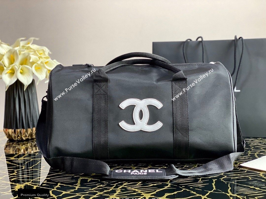 Chanel Nylon CC Logo Travel Bag Black/White 2020 (jiyuan-20101628)