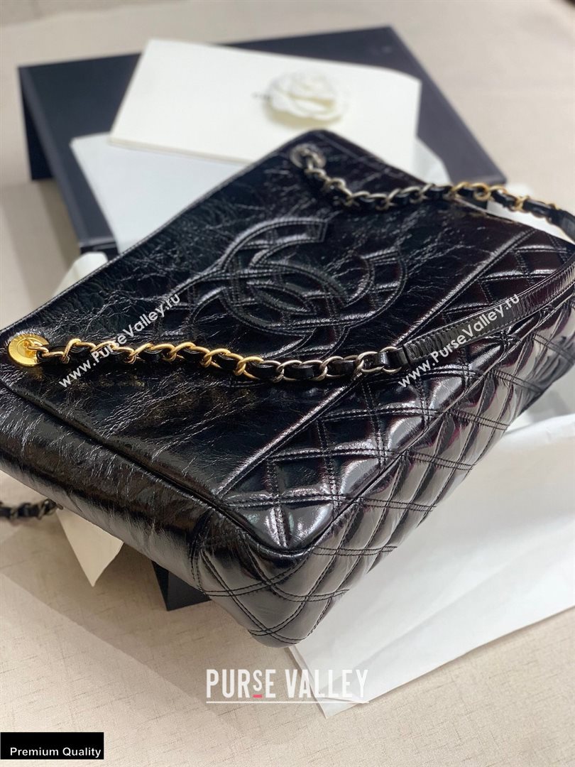 Chanel Shiny Aged Calfskin Shopping Tote Bag AS1875 Black 2020 (jiyuan-20101630)