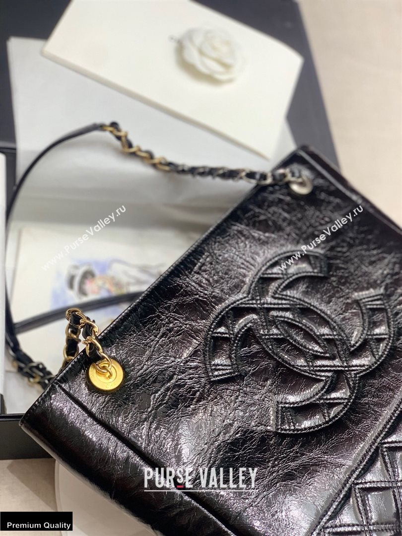 Chanel Shiny Aged Calfskin Shopping Tote Bag AS1875 Black 2020 (jiyuan-20101630)