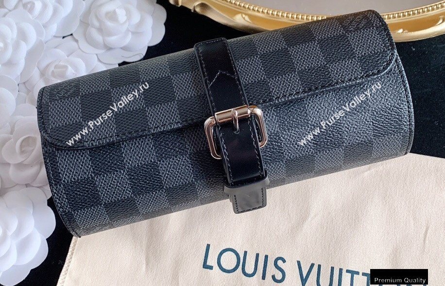 Louis Vuitton 3 Watch Case N41137 Damier Graphite Canvas (hongyun-20102122)