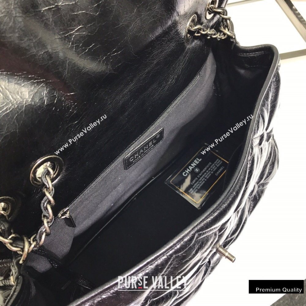 Chanel Waxy Calfskin Quilting Padded Flap Bag Black 2020 (jiyuan-20102910)