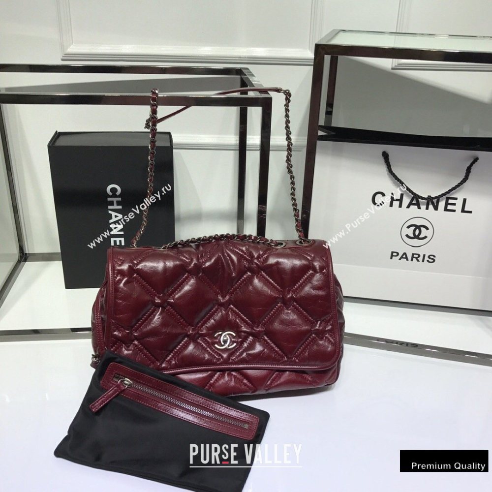 Chanel Waxy Calfskin Quilting Padded Flap Bag Burgundy 2020 (jiyuan-20102911)
