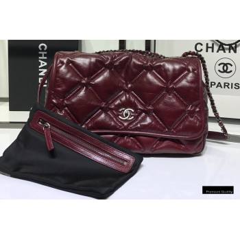 Chanel Waxy Calfskin Quilting Padded Flap Bag Burgundy 2020 (jiyuan-20102911)