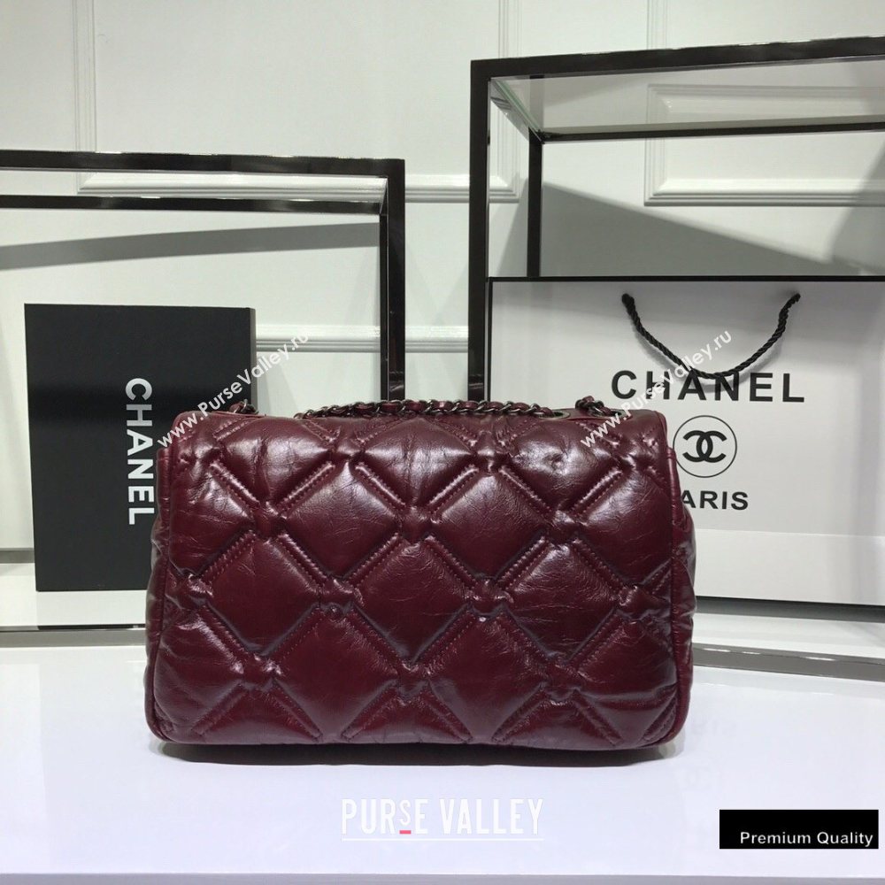 Chanel Waxy Calfskin Quilting Padded Flap Bag Burgundy 2020 (jiyuan-20102911)
