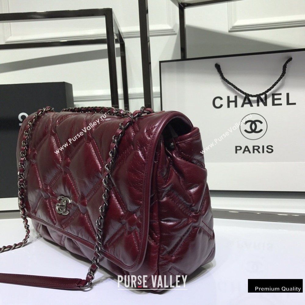 Chanel Waxy Calfskin Quilting Padded Flap Bag Burgundy 2020 (jiyuan-20102911)