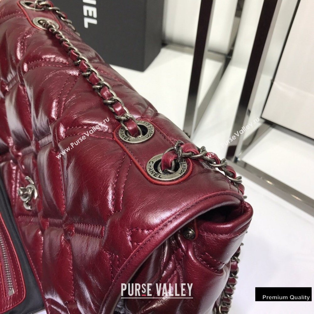 Chanel Waxy Calfskin Quilting Padded Flap Bag Burgundy 2020 (jiyuan-20102911)