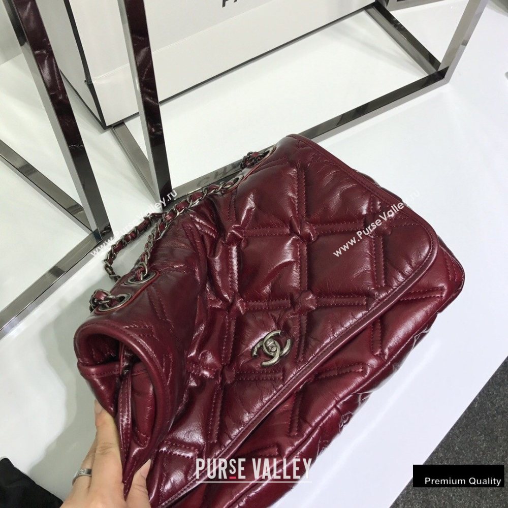 Chanel Waxy Calfskin Quilting Padded Flap Bag Burgundy 2020 (jiyuan-20102911)