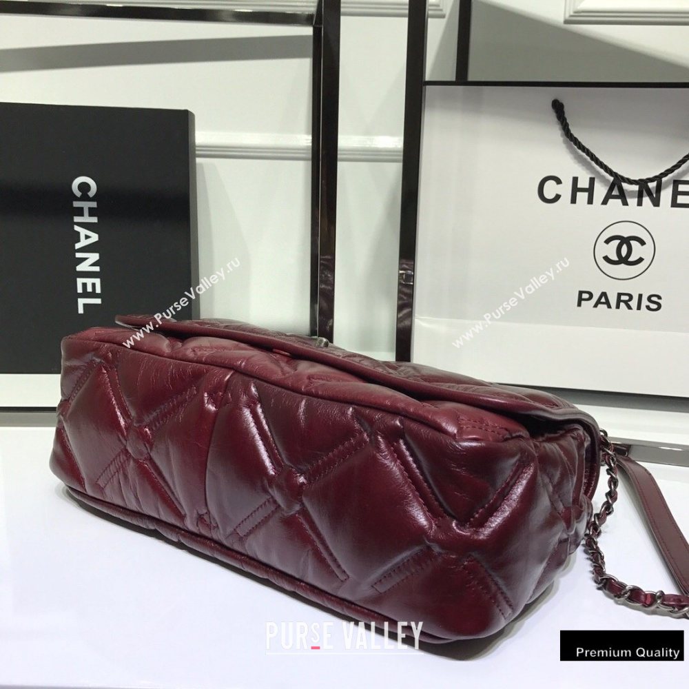 Chanel Waxy Calfskin Quilting Padded Flap Bag Burgundy 2020 (jiyuan-20102911)