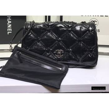 Chanel Waxy Calfskin Quilting Padded Flap Bag Black 2020 (jiyuan-20102910)