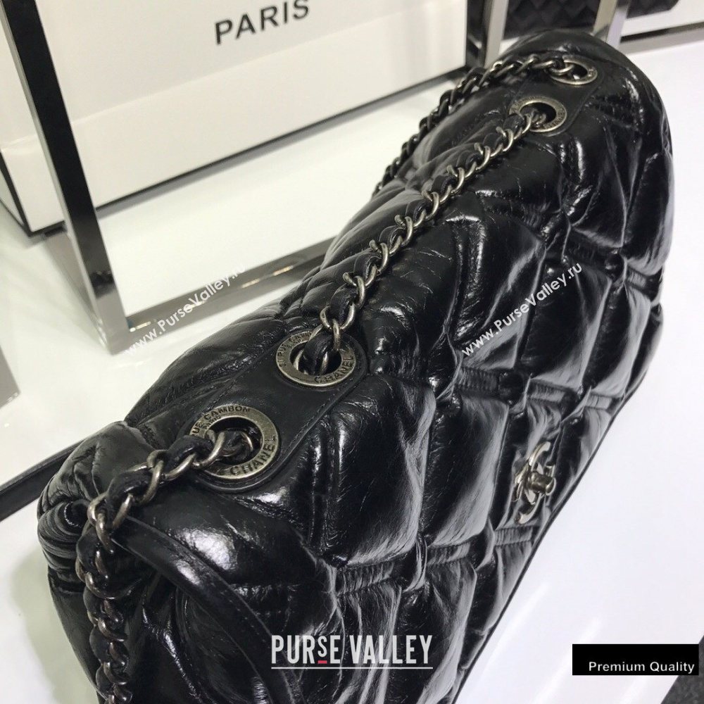 Chanel Waxy Calfskin Quilting Padded Flap Bag Black 2020 (jiyuan-20102910)