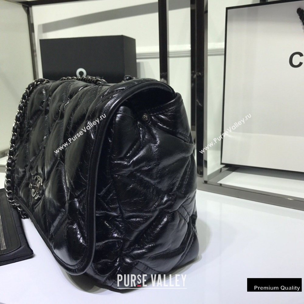 Chanel Waxy Calfskin Quilting Padded Flap Bag Black 2020 (jiyuan-20102910)