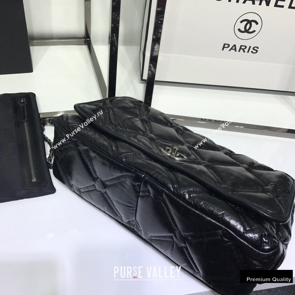 Chanel Waxy Calfskin Quilting Padded Flap Bag Black 2020 (jiyuan-20102910)