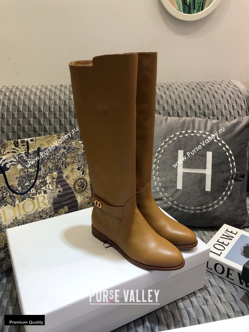Dior Calfskin Empreinte High Boots Brown 2020 (jincheng-20102104)