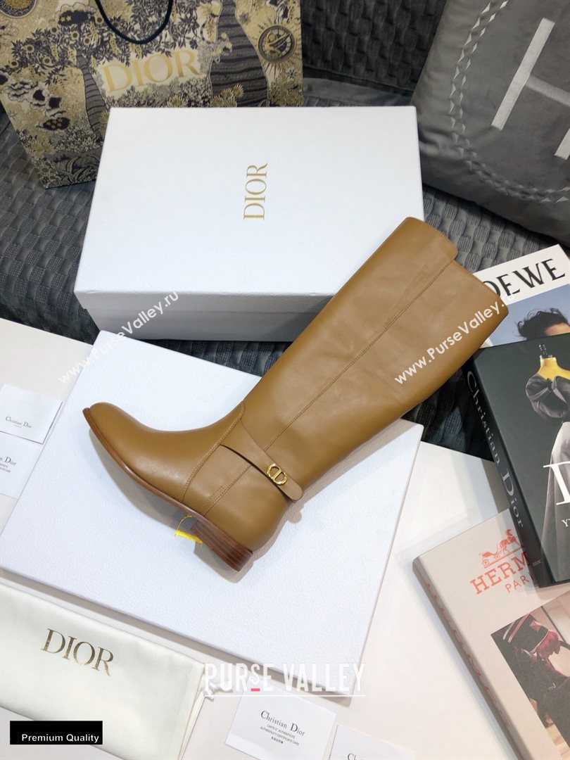 Dior Calfskin Empreinte High Boots Brown 2020 (jincheng-20102104)