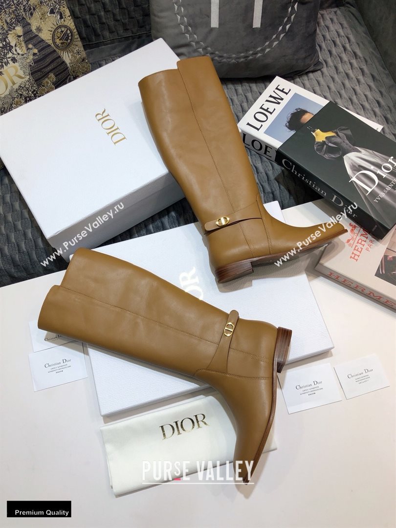 Dior Calfskin Empreinte High Boots Brown 2020 (jincheng-20102104)