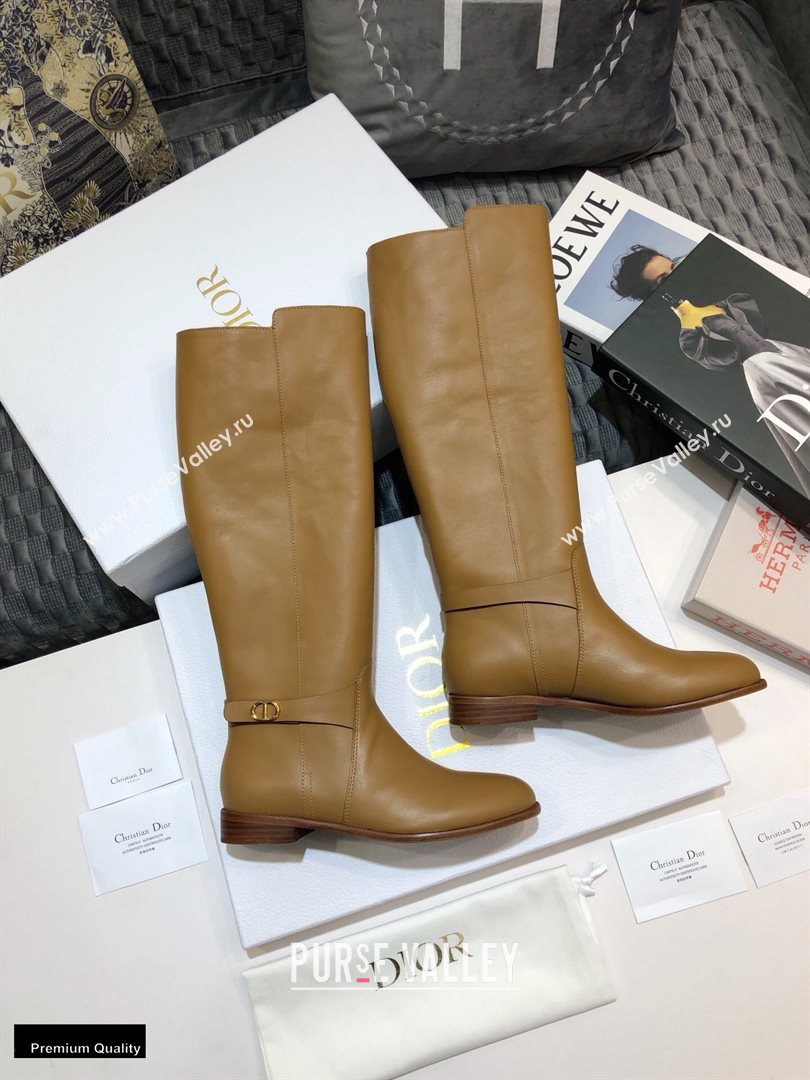 Dior Calfskin Empreinte High Boots Brown 2020 (jincheng-20102104)