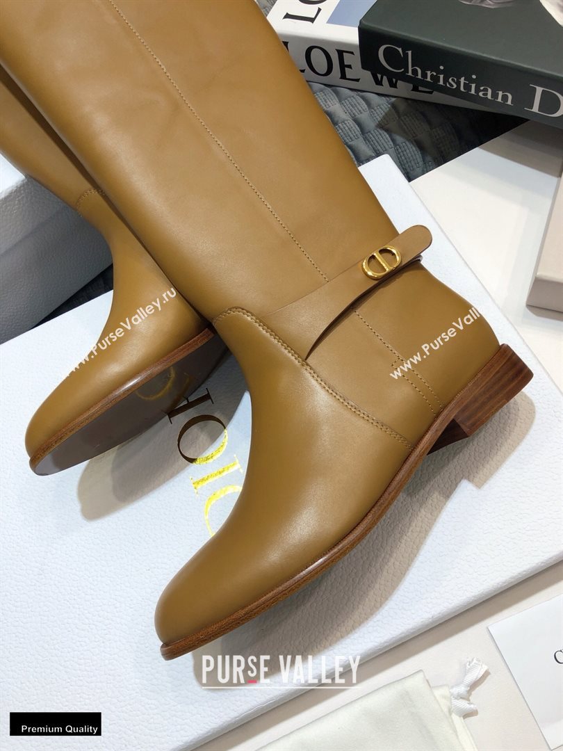 Dior Calfskin Empreinte High Boots Brown 2020 (jincheng-20102104)