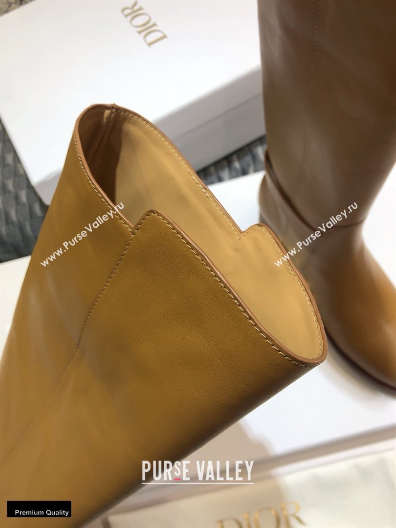 Dior Calfskin Empreinte High Boots Brown 2020 (jincheng-20102104)