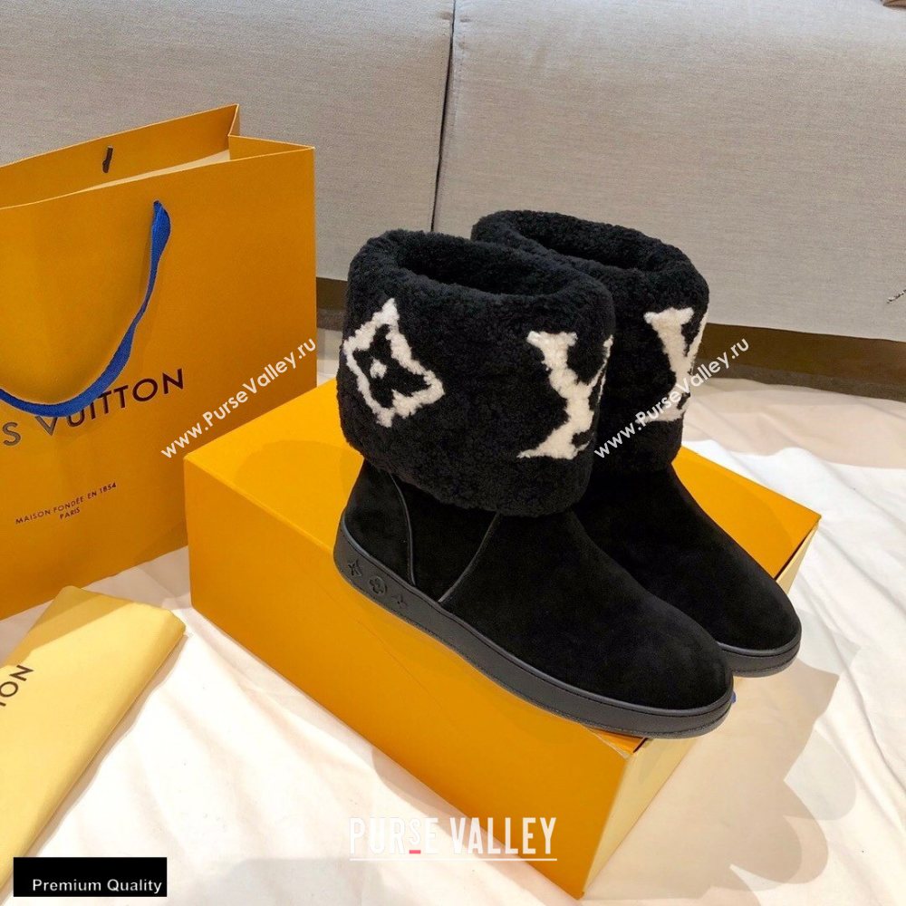 Louis Vuitton Shearling Snowdrop Flat Ankle Boots Black 2020 (0768-20102801)