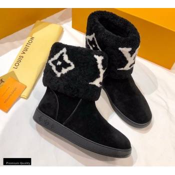 Louis Vuitton Shearling Snowdrop Flat Ankle Boots Black 2020 (0768-20102801)