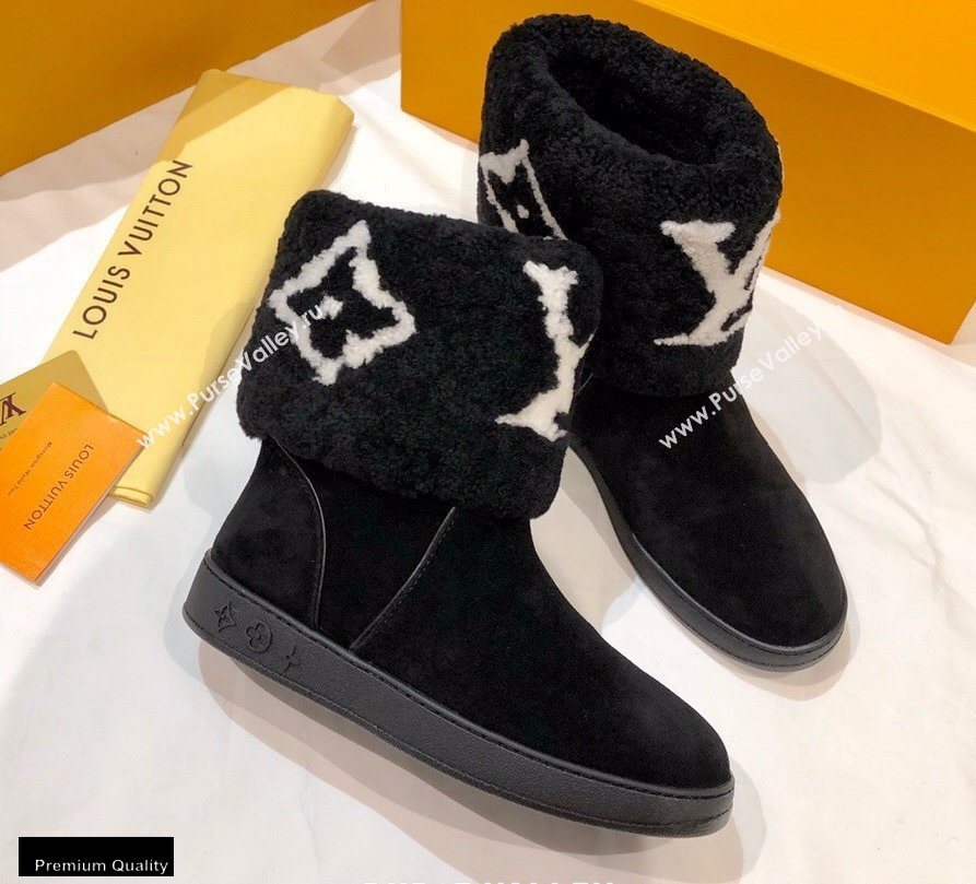 Louis Vuitton Shearling Snowdrop Flat Ankle Boots Black 2020 (0768-20102801)