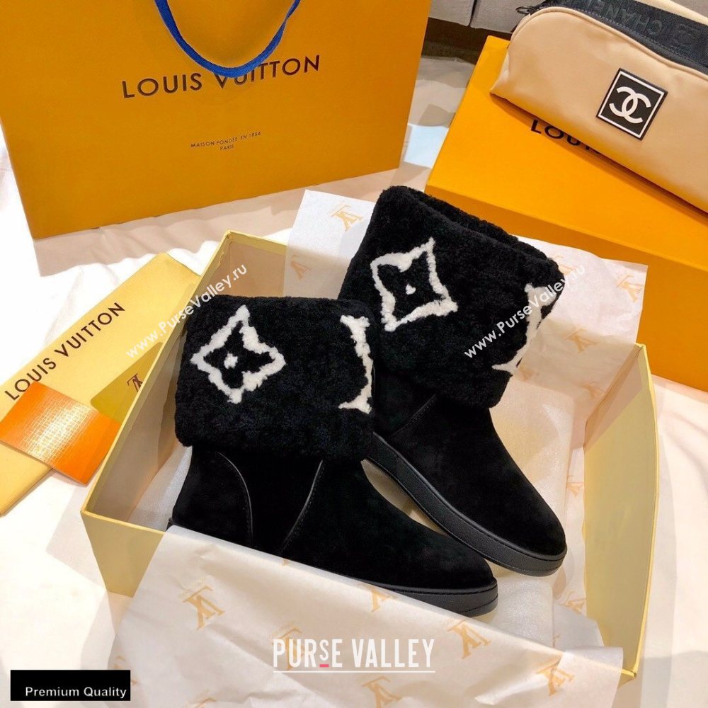 Louis Vuitton Shearling Snowdrop Flat Ankle Boots Black 2020 (0768-20102801)