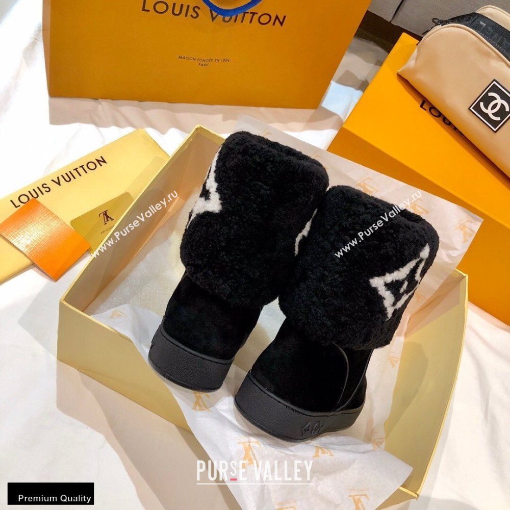 Louis Vuitton Shearling Snowdrop Flat Ankle Boots Black 2020 (0768-20102801)