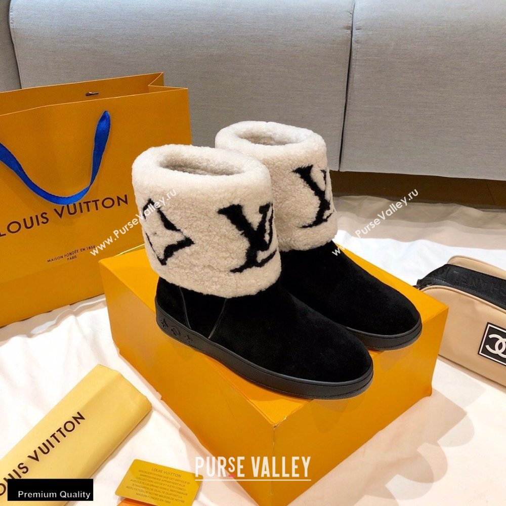 Louis Vuitton Shearling Snowdrop Flat Ankle Boots Black/White 2020 (0768-20102802)