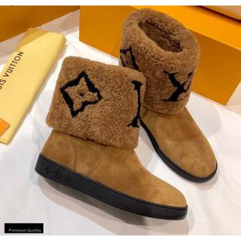 Louis Vuitton Shearling Snowdrop Flat Ankle Boots Brown 2020 (0768-20102803)