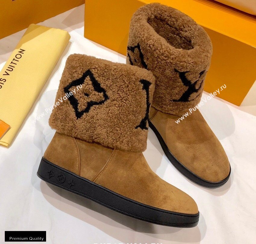 Louis Vuitton Shearling Snowdrop Flat Ankle Boots Brown 2020 (0768-20102803)