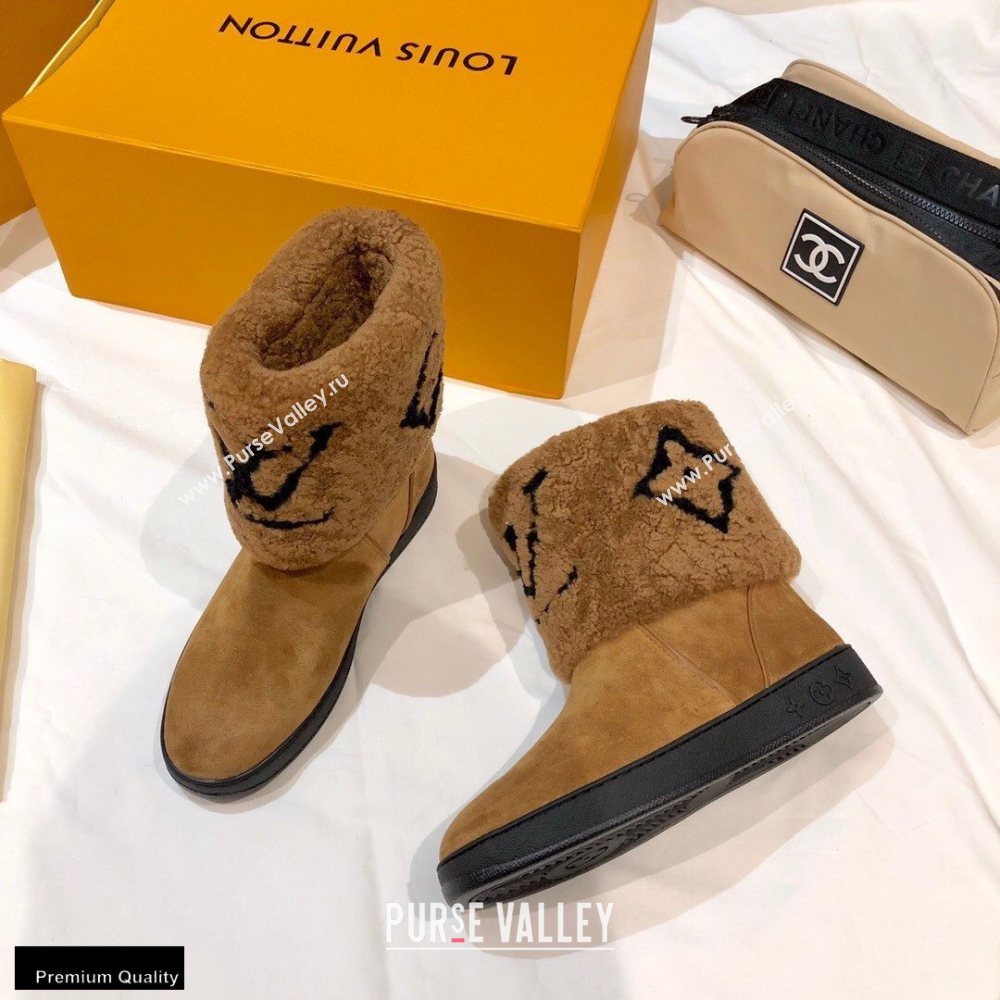 Louis Vuitton Shearling Snowdrop Flat Ankle Boots Brown 2020 (0768-20102803)