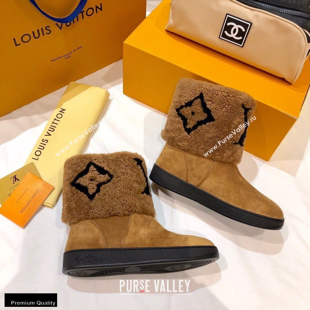 Louis Vuitton Shearling Snowdrop Flat Ankle Boots Brown 2020 (0768-20102803)