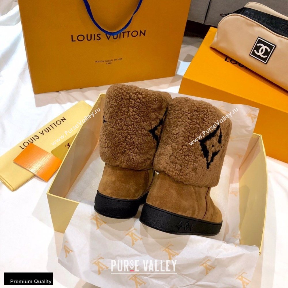 Louis Vuitton Shearling Snowdrop Flat Ankle Boots Brown 2020 (0768-20102803)