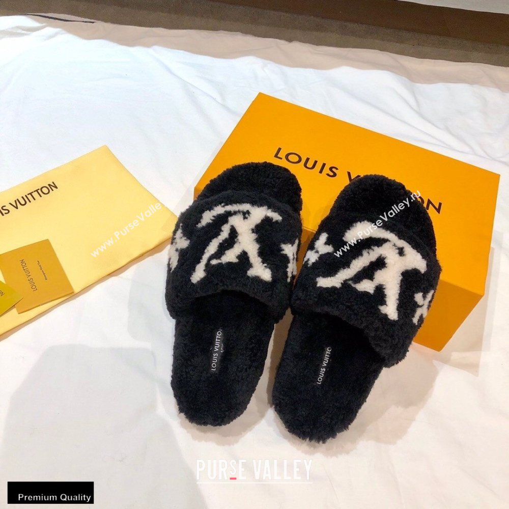 Louis Vuitton Shearling Flat Mules Black 2020 (nono-20102803)