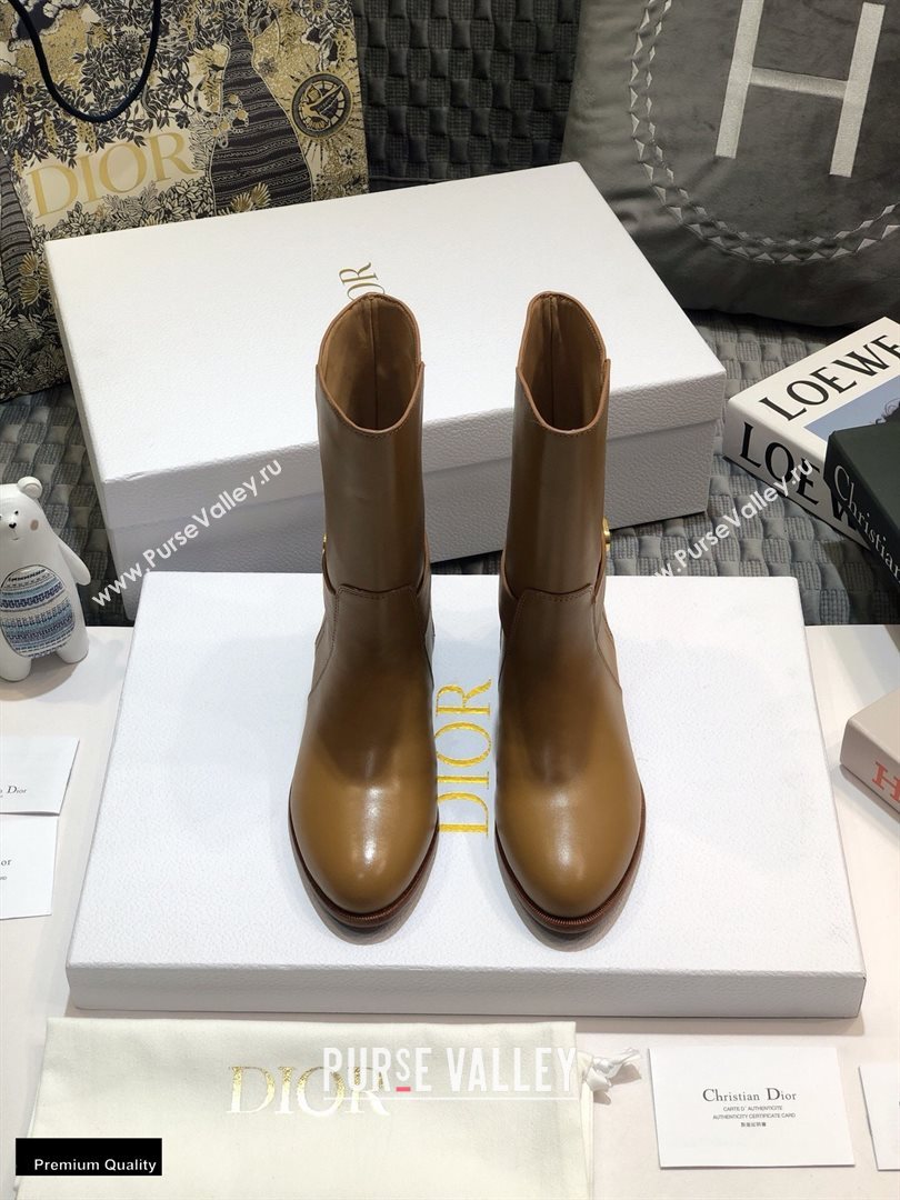 Dior Calfskin Empreinte Ankle Boots Brown 2020 (jincheng-20102106)