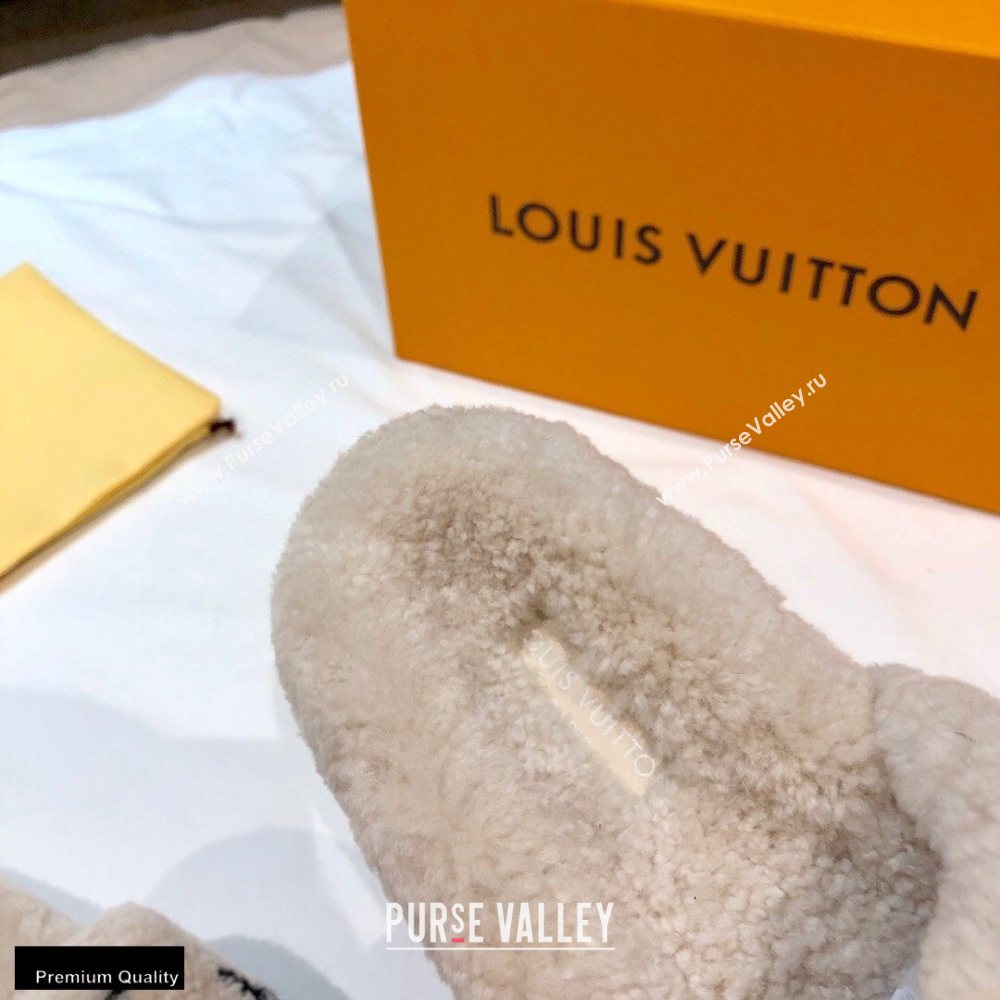 Louis Vuitton Shearling Flat Mules Off White 2020 (nono-20102804)