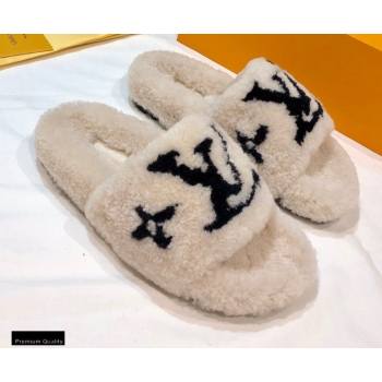 Louis Vuitton Shearling Flat Mules Off White 2020 (nono-20102804)