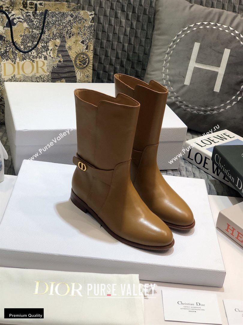 Dior Calfskin Empreinte Ankle Boots Brown 2020 (jincheng-20102106)