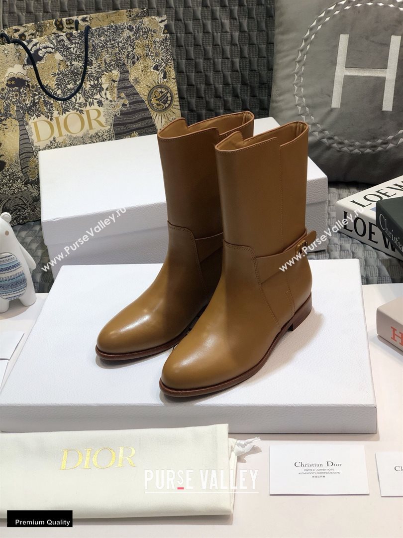 Dior Calfskin Empreinte Ankle Boots Brown 2020 (jincheng-20102106)