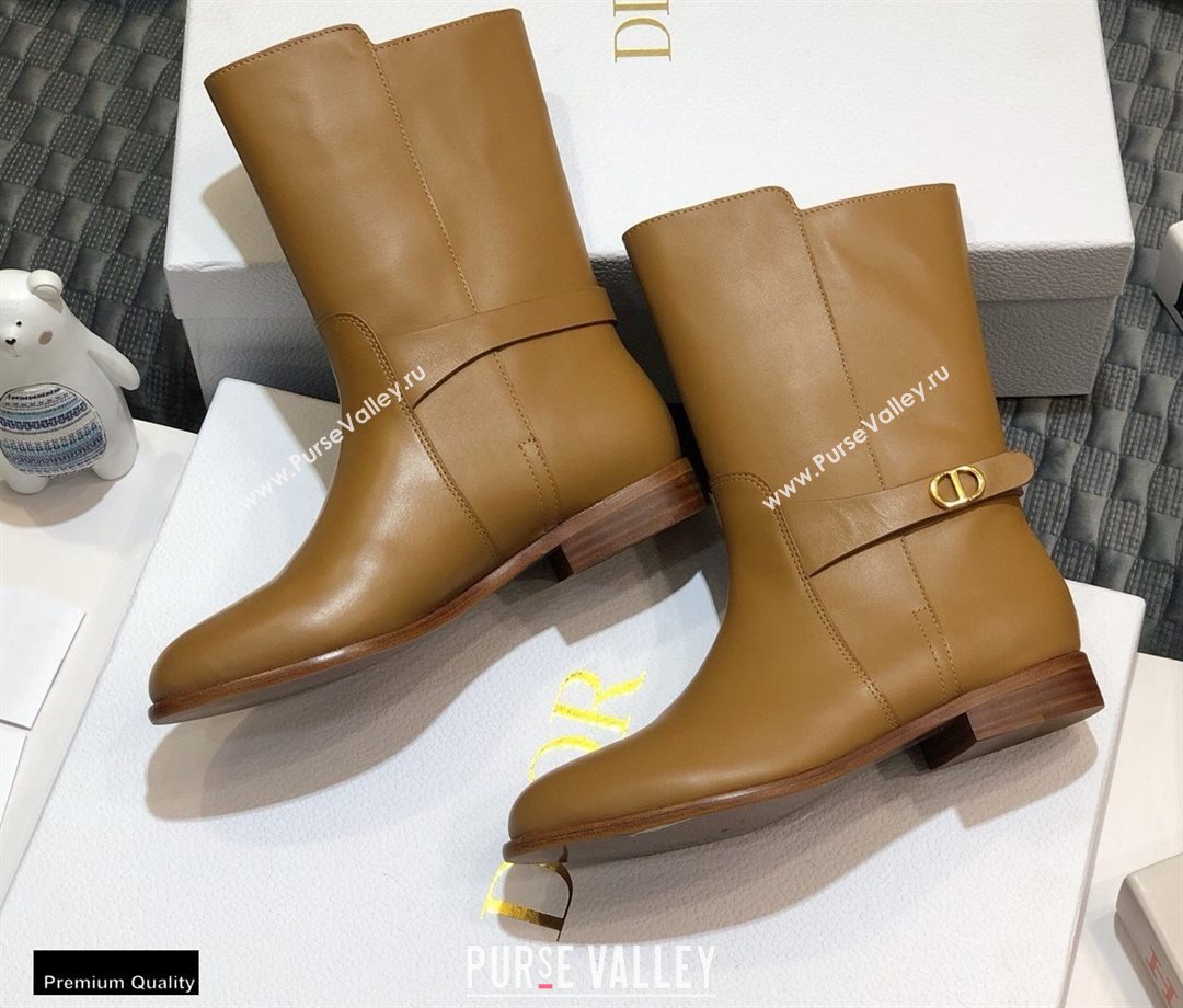 Dior Calfskin Empreinte Ankle Boots Brown 2020 (jincheng-20102106)