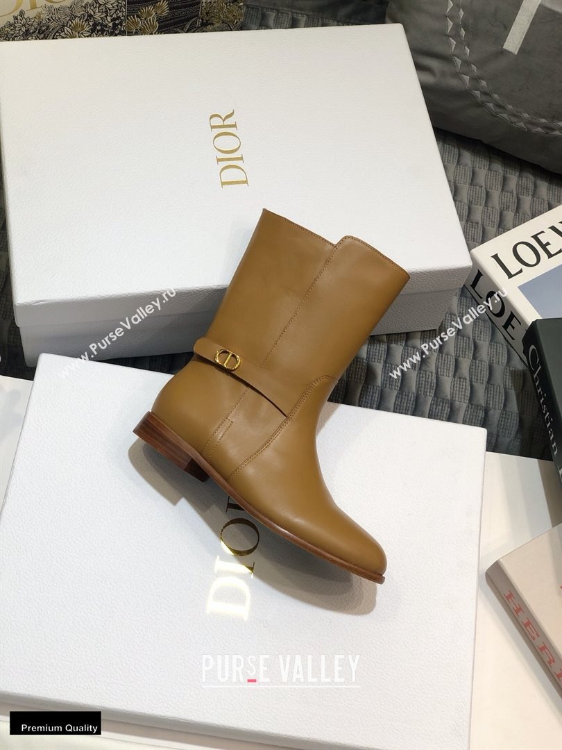 Dior Calfskin Empreinte Ankle Boots Brown 2020 (jincheng-20102106)