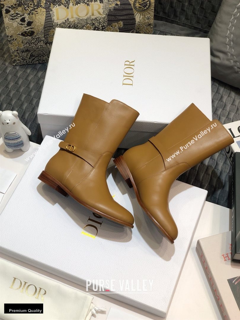 Dior Calfskin Empreinte Ankle Boots Brown 2020 (jincheng-20102106)